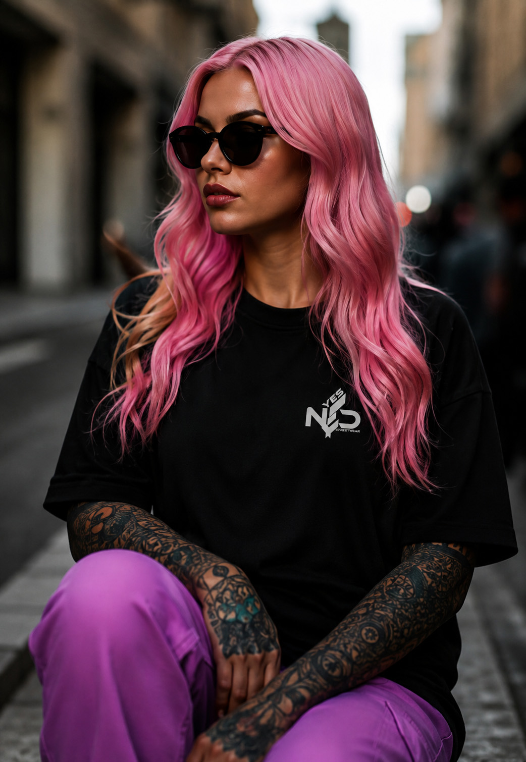 YES NED lookbook pink hair model